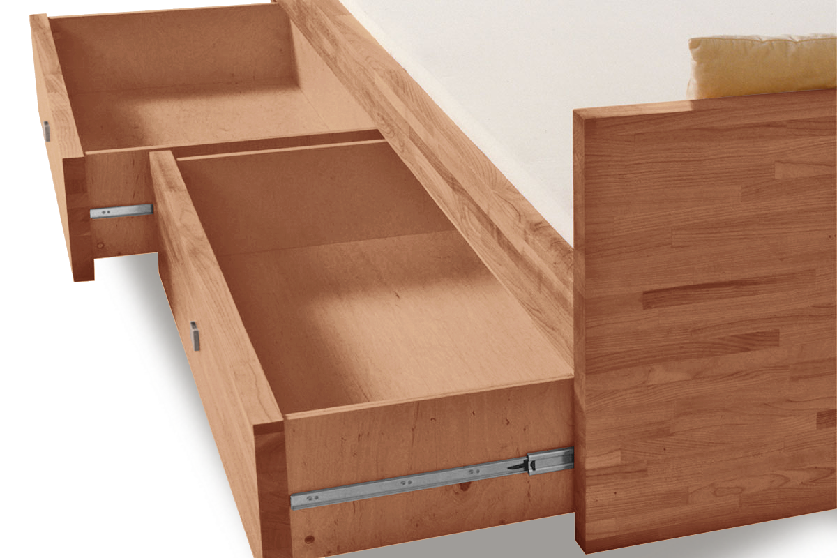 Schubladenbett Seattle Stabverleimt-Massivholz Rahmenhöhe 45cm